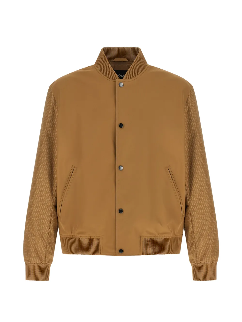 BOSS water-repellent jacket with monogram-pattern sleeves - Toni neutri