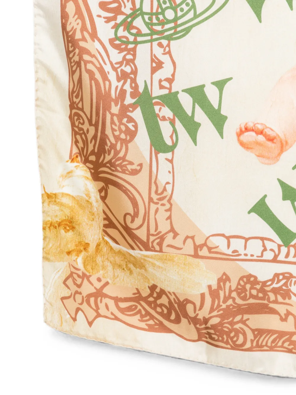 Vivienne Westwood Vierkante sjaal met cherubijn-print Beige