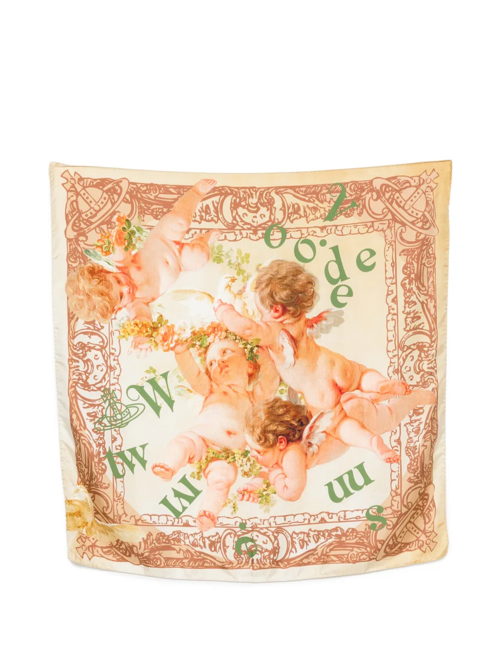 Vivienne Westwood cherub-print square-shape scarf - Nude