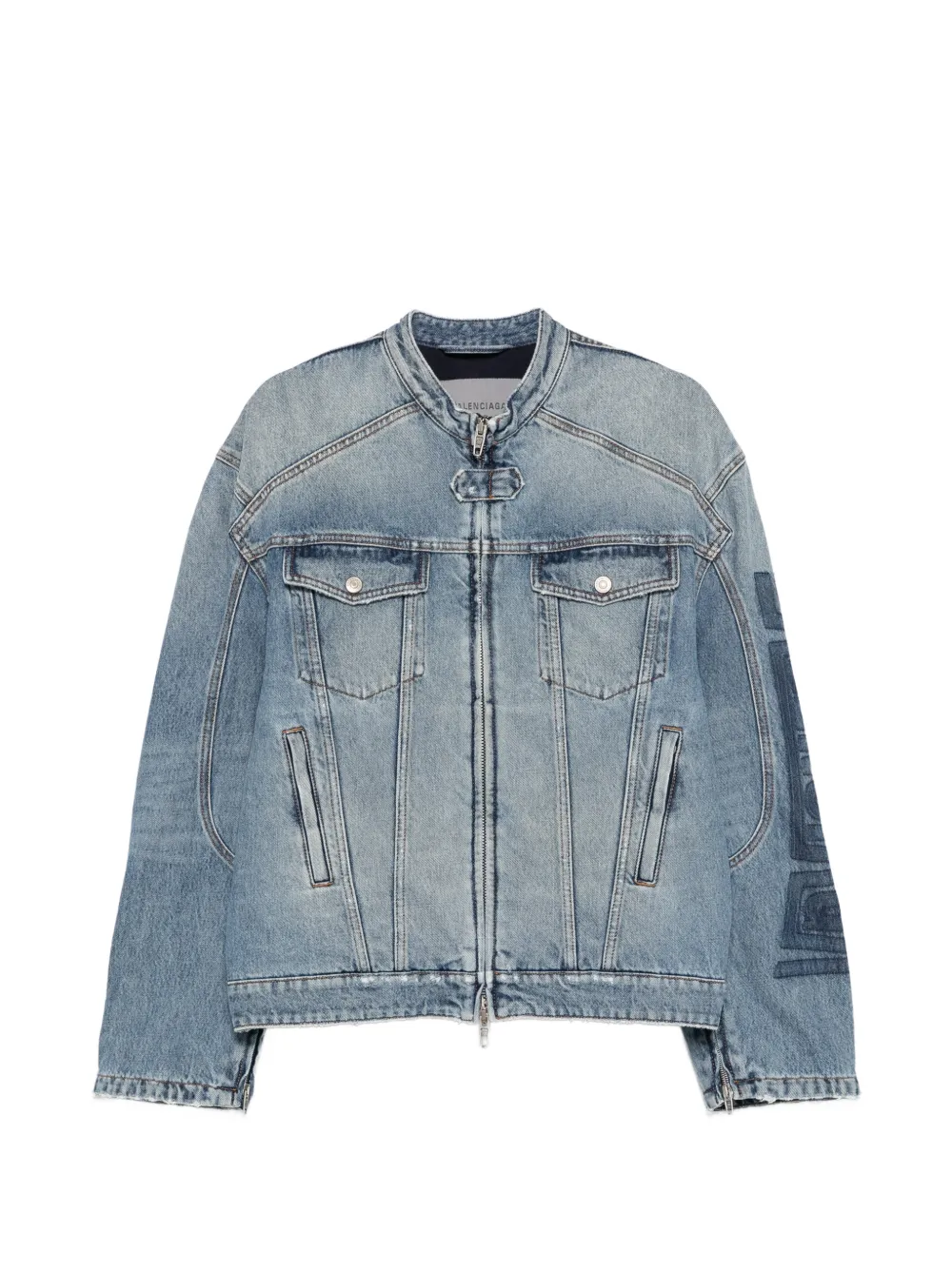 Balenciaga Giacca denim con zip - Blu