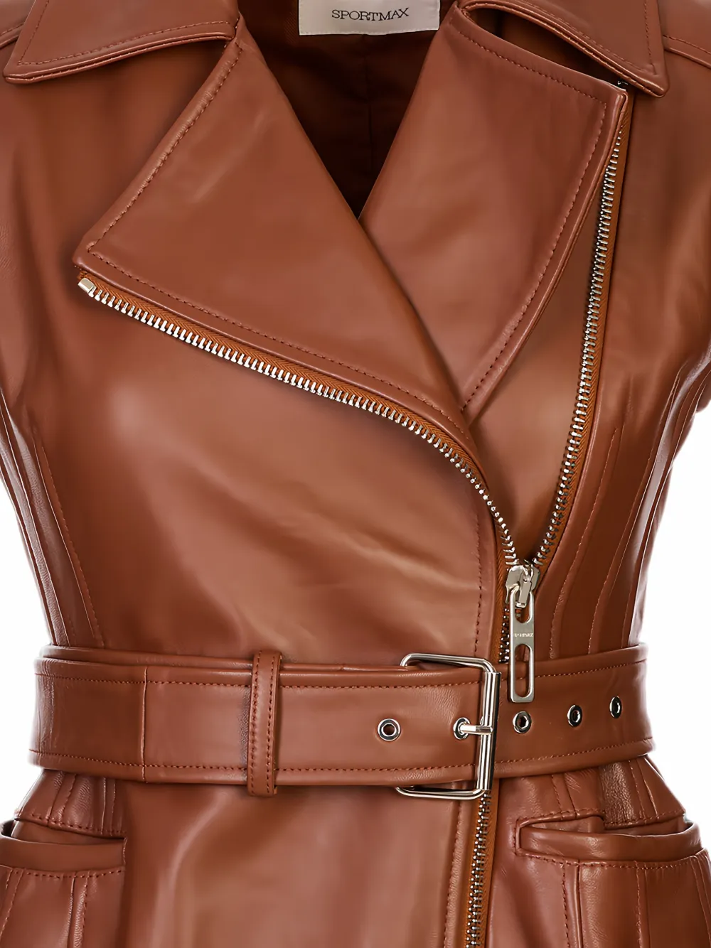 Sportmax Favella mouwloos jack met ceintuur Bruin