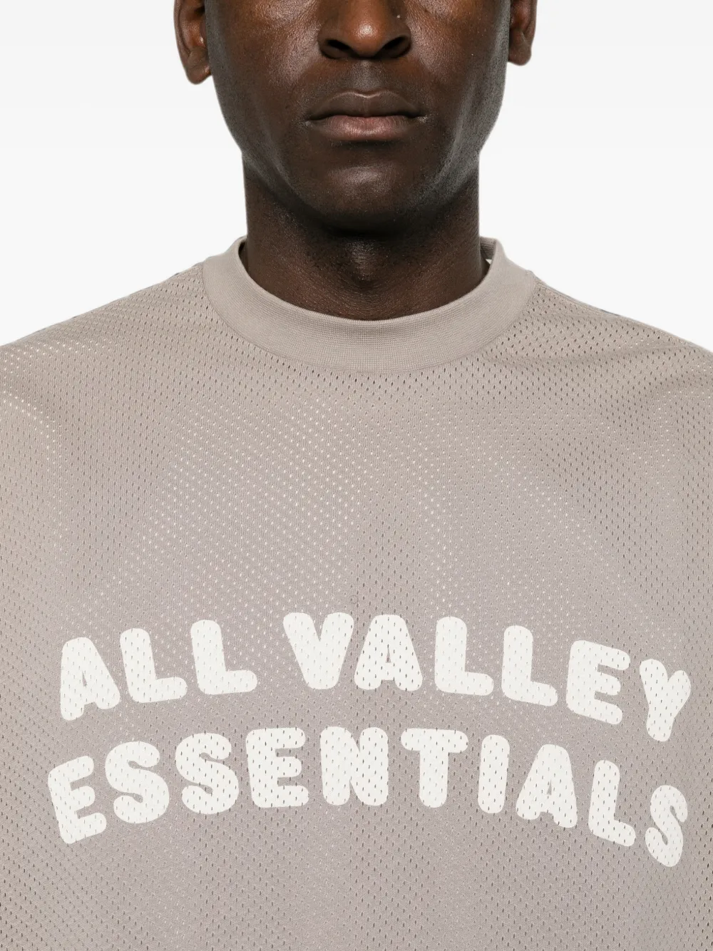 FEAR OF GOD ESSENTIALS Sport Mesh Merch graphic-print T-shirt Beige