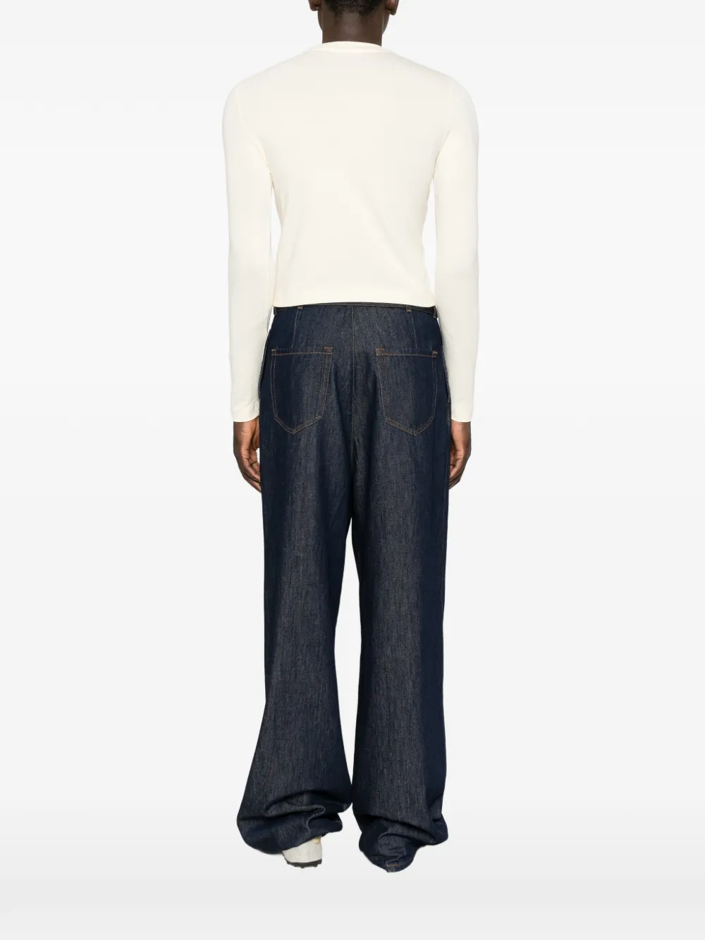 Jacquemus T-shirt met logopatch en lange mouwen Beige
