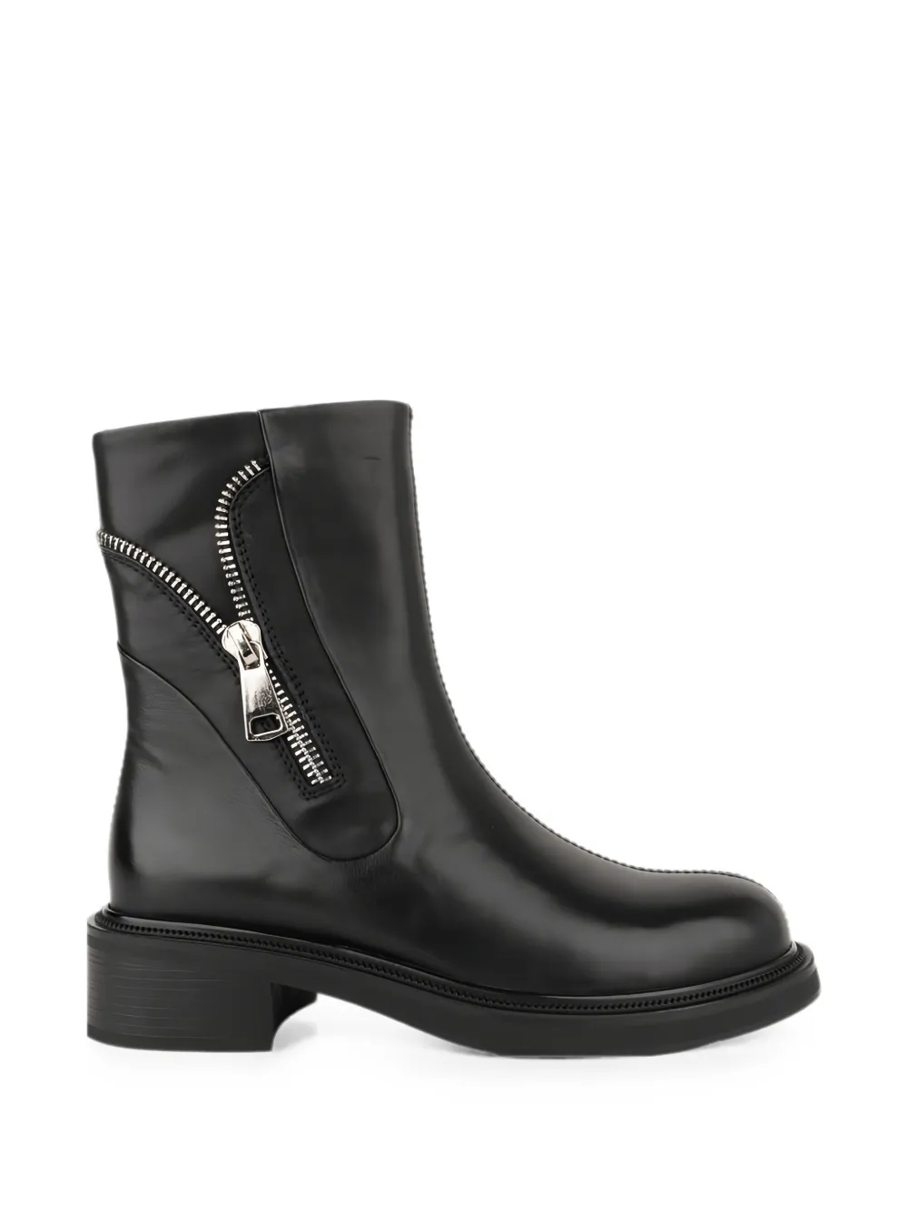 LINDA BAUMANN zip-detail leather boots Zwart