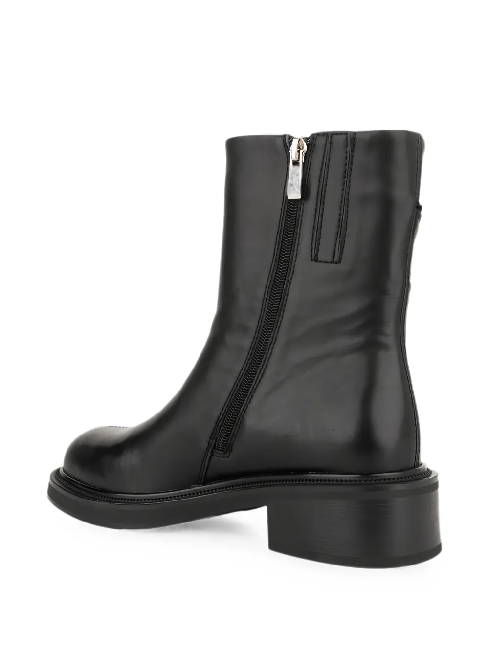 LINDA BAUMANN zip-detail leather boots Zwart