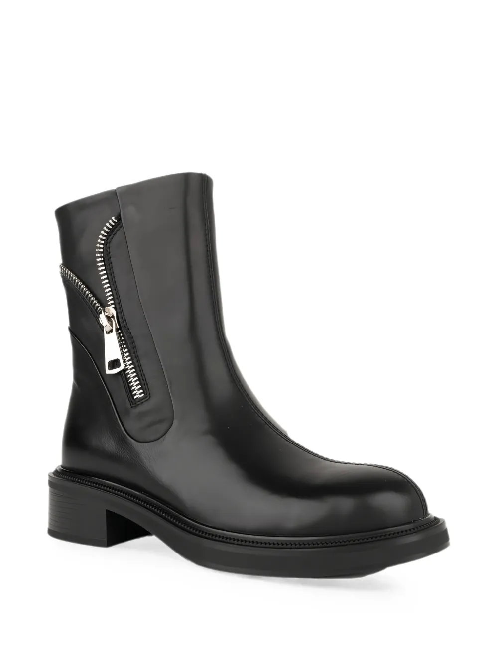 LINDA BAUMANN zip-detail leather boots Zwart