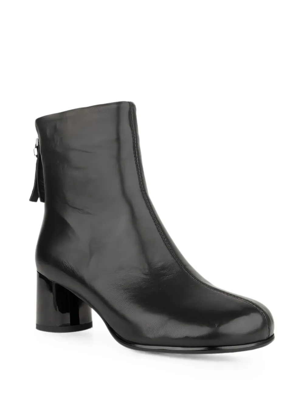 LINDA BAUMANN leather rear-zip ankle boots Zwart