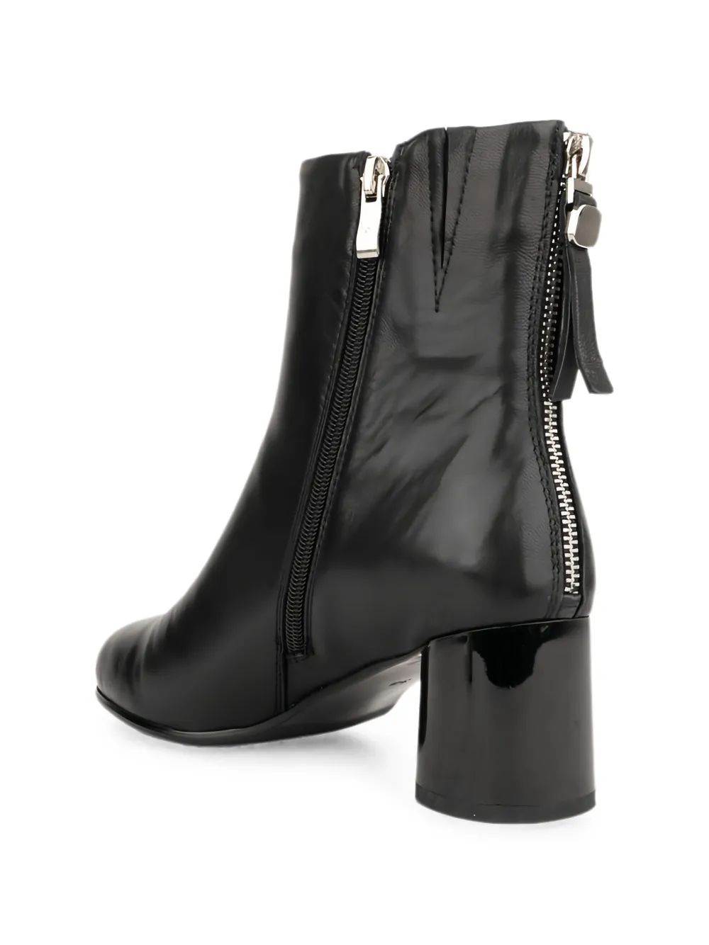 LINDA BAUMANN leather rear-zip ankle boots Zwart