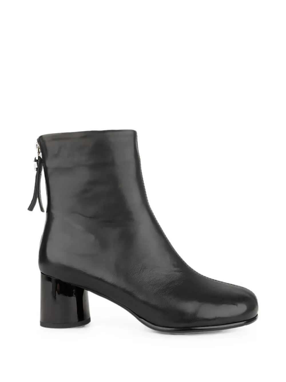LINDA BAUMANN leather rear-zip ankle boots Zwart