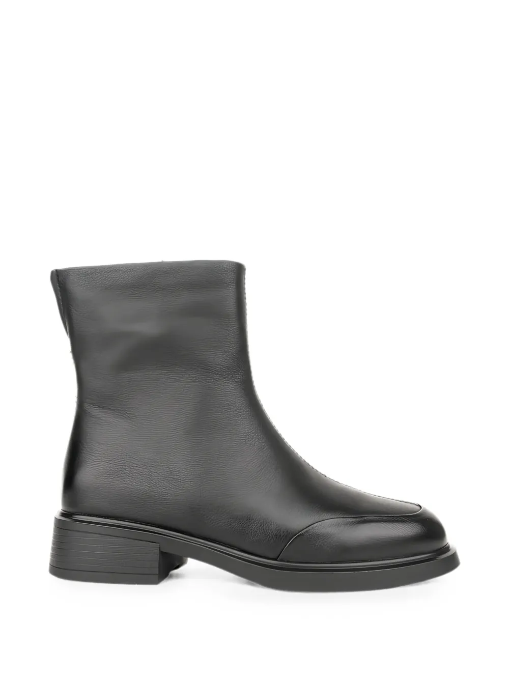 LINDA BAUMANN side-zip leather ankle boots Zwart
