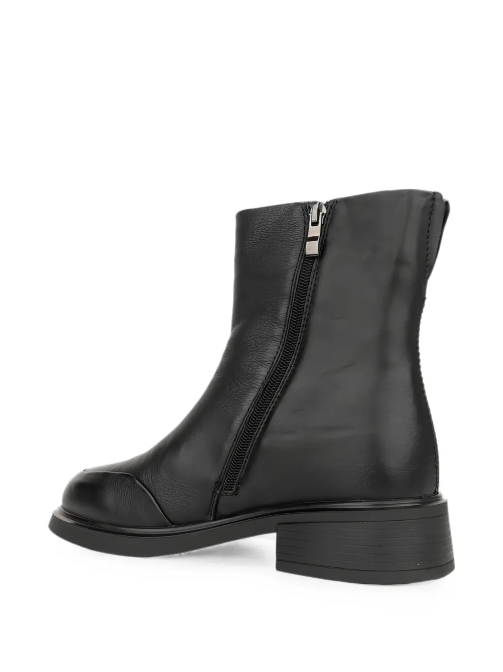 LINDA BAUMANN side-zip leather ankle boots Zwart