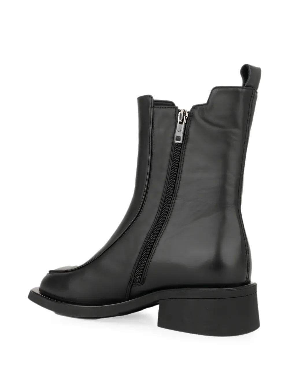 LINDA BAUMANN zip-fastening leather ankle boots Zwart