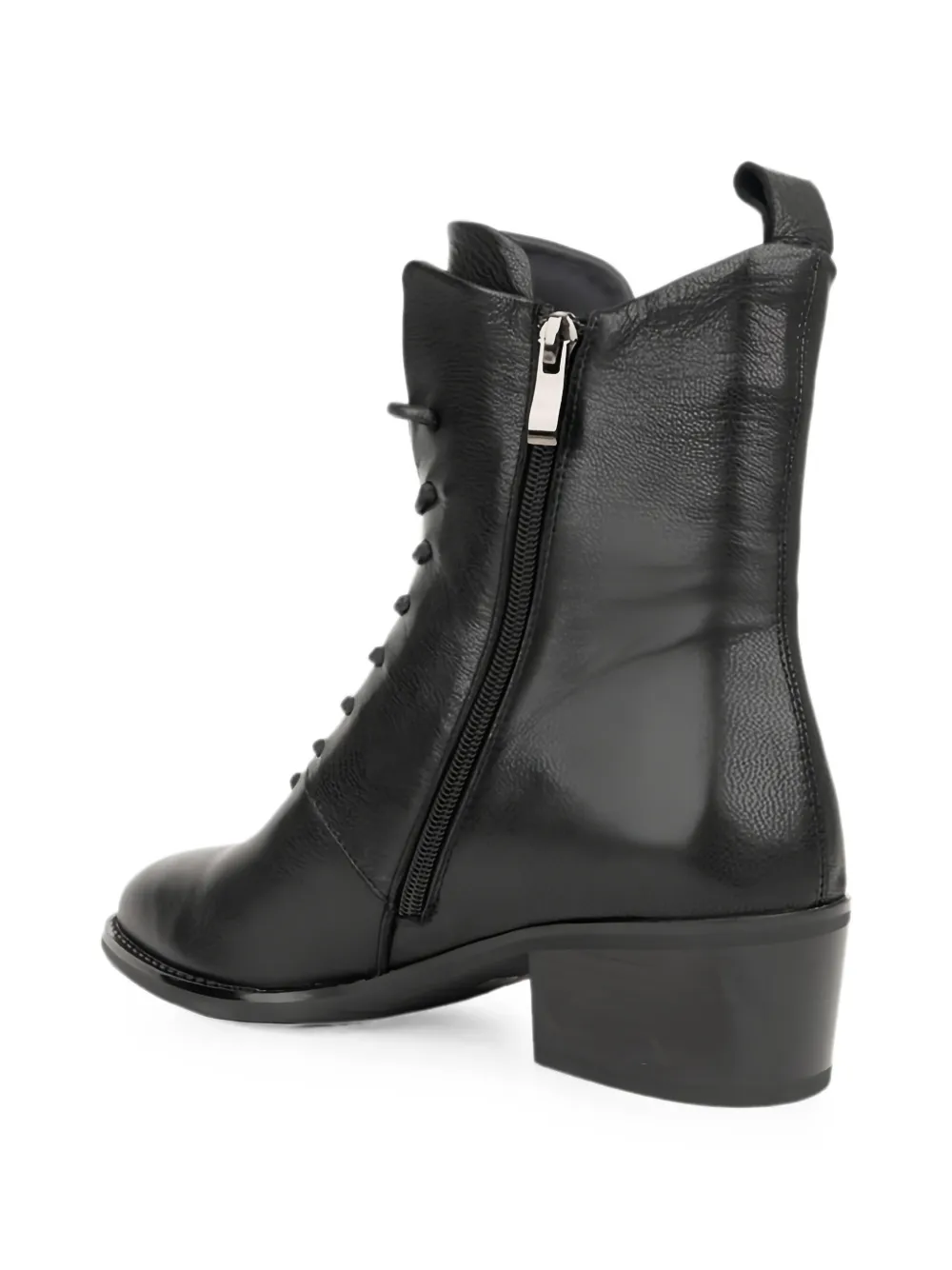 LINDA BAUMANN lace-up leather boots Zwart
