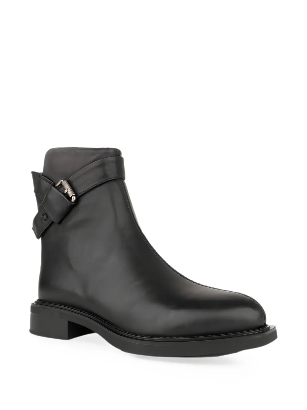 LINDA BAUMANN buckle-strap leather ankle boots Zwart