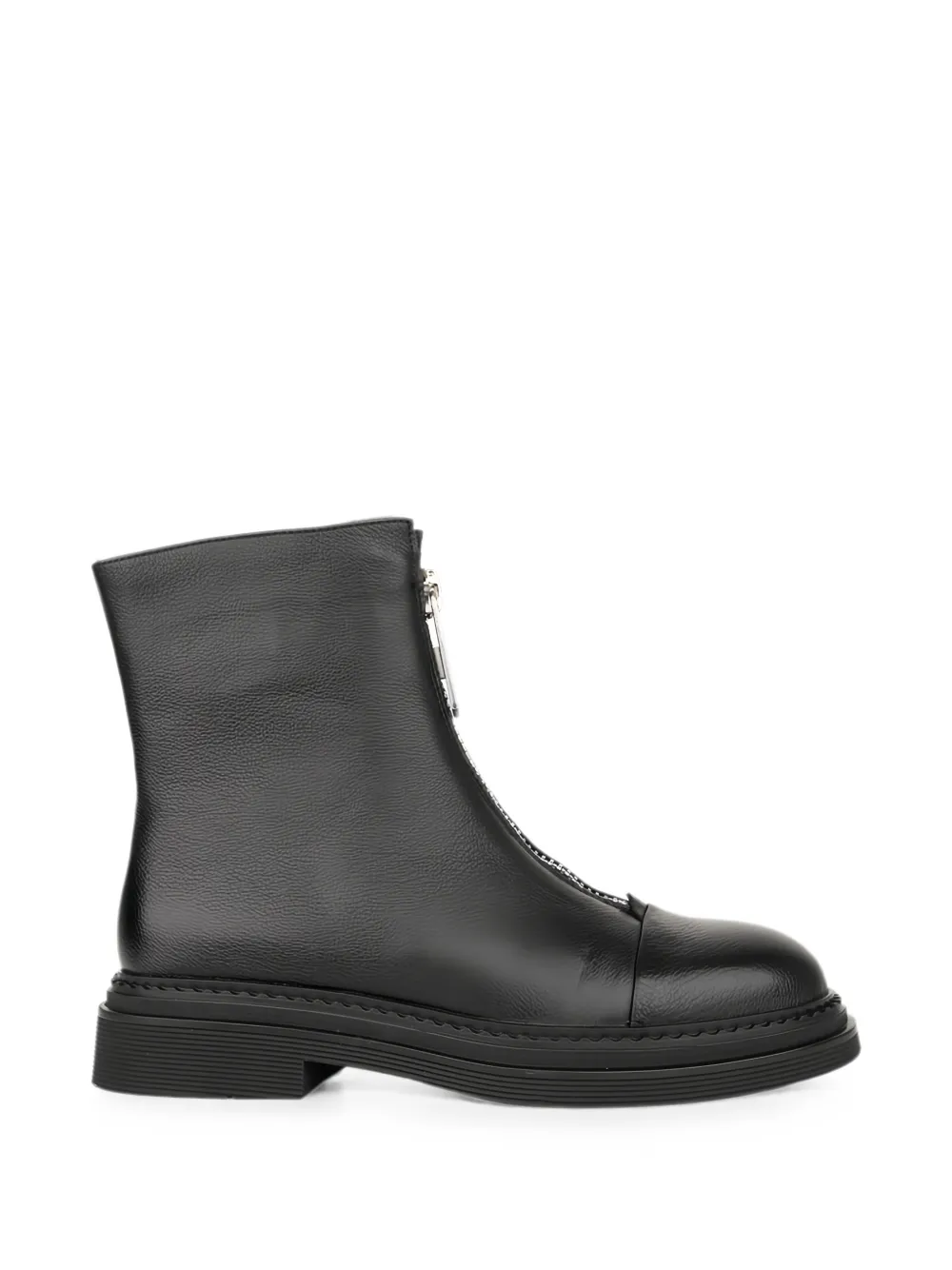 Linda Baumann Front-zip Ankle Boots In Black