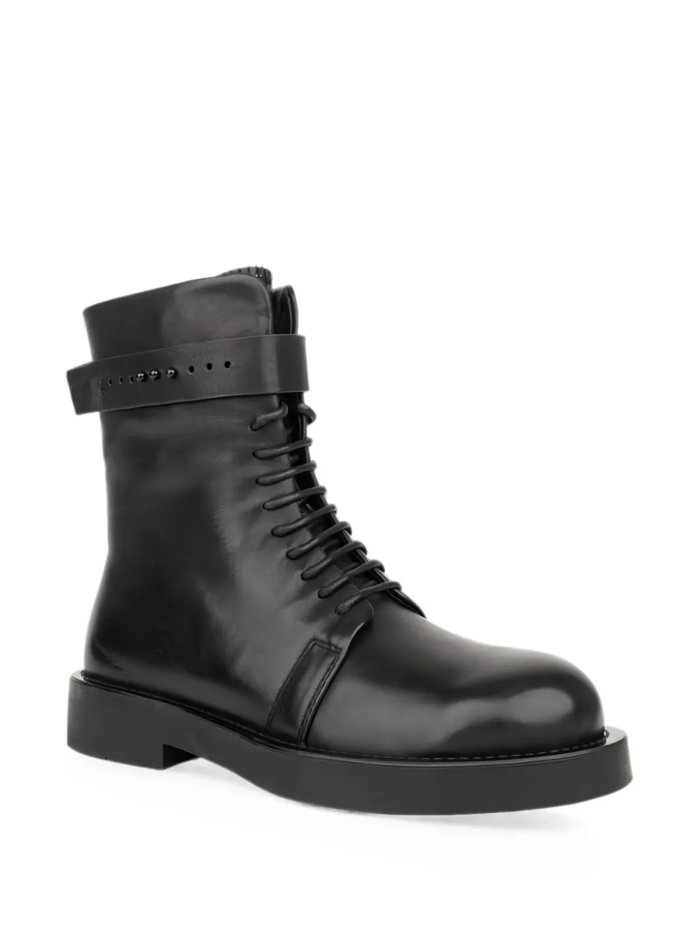 LINDA BAUMANN buckled lace-up ankle boots Zwart