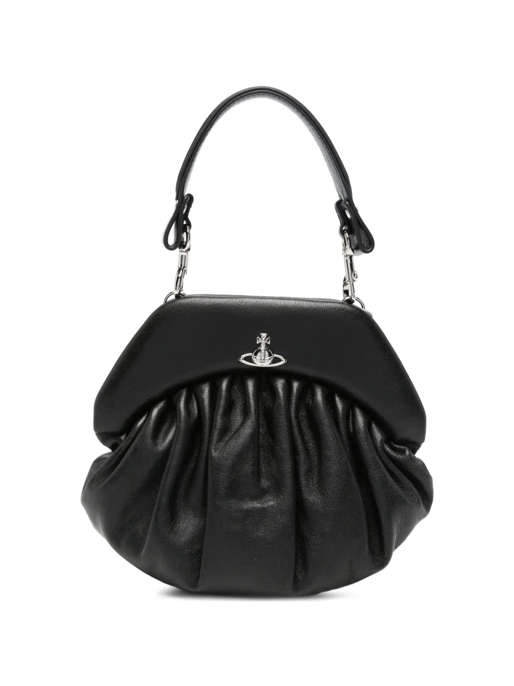 Vivienne Westwood Orb-plaque ruched tote bag - Nero