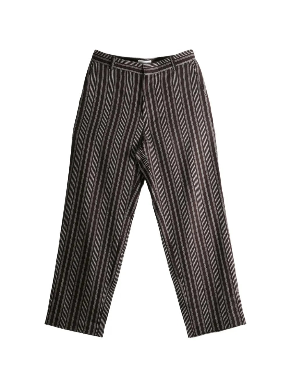 The Elder Statesman Striped Straight-leg Trousers In Gray