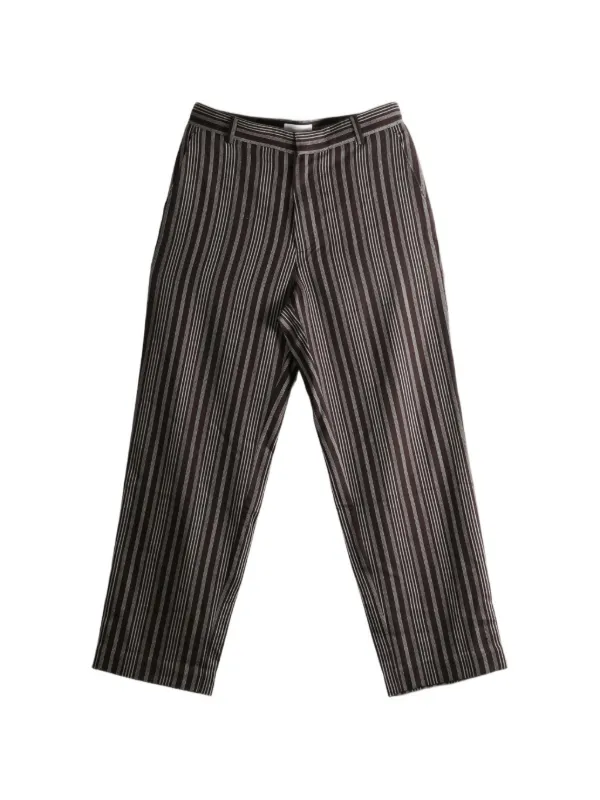 The Elder Statesman Striped Straight-leg Trousers in Brown