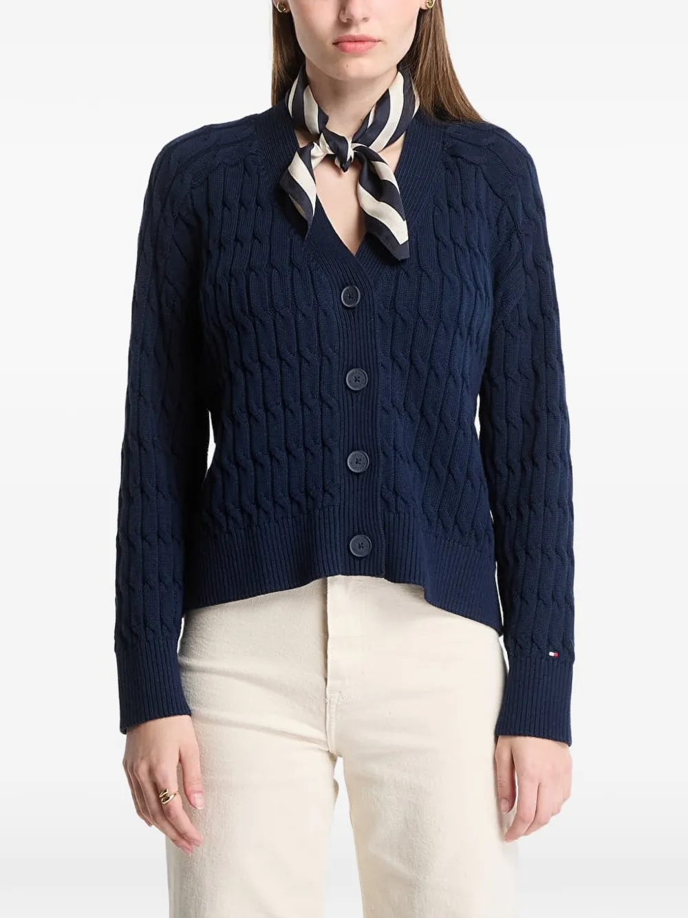 Tommy Hilfiger Cardigan mit Zopfmuster - Blau
