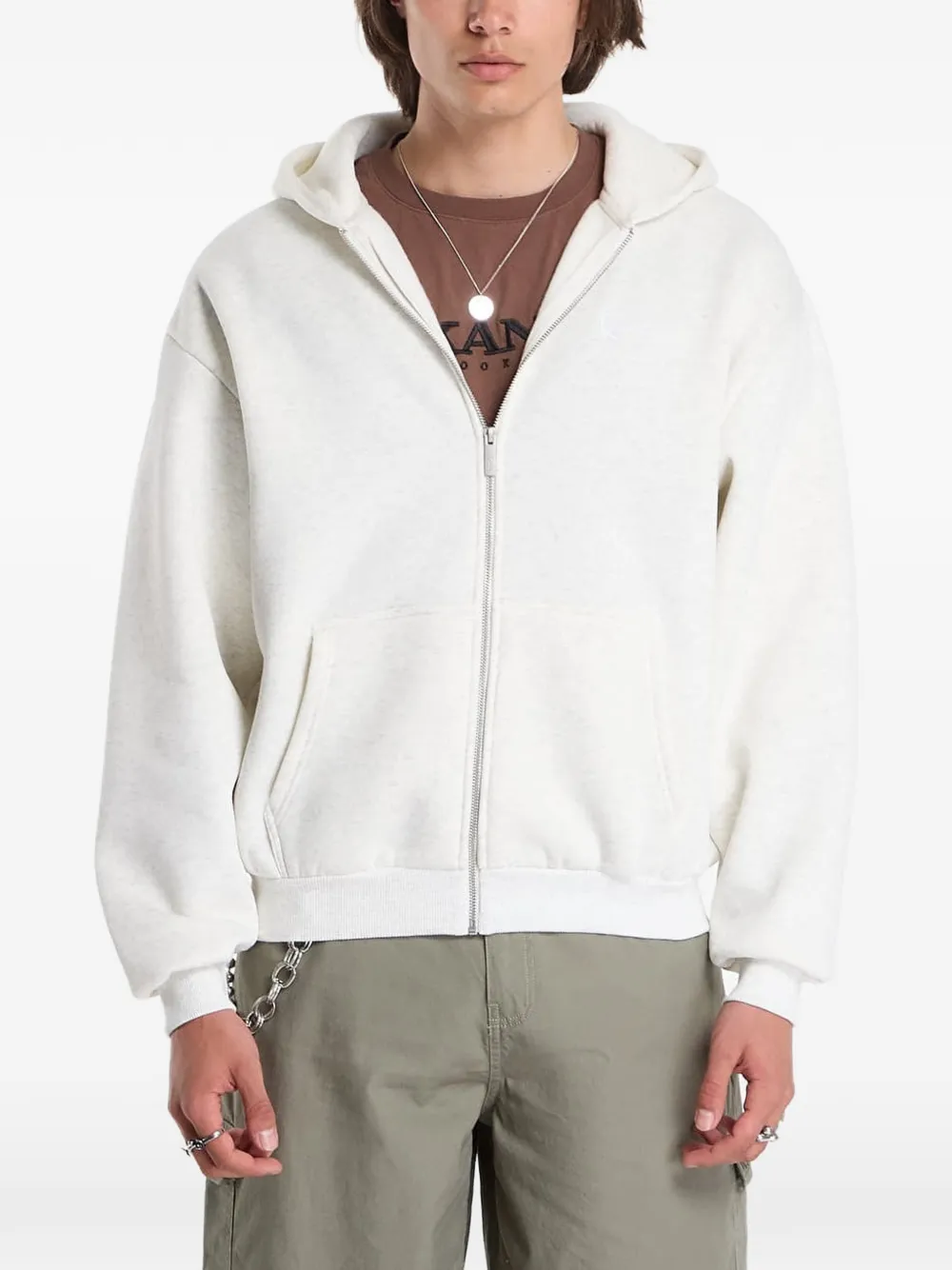 karl kani logo-embroidered zip-up hoodie - Toni neutri