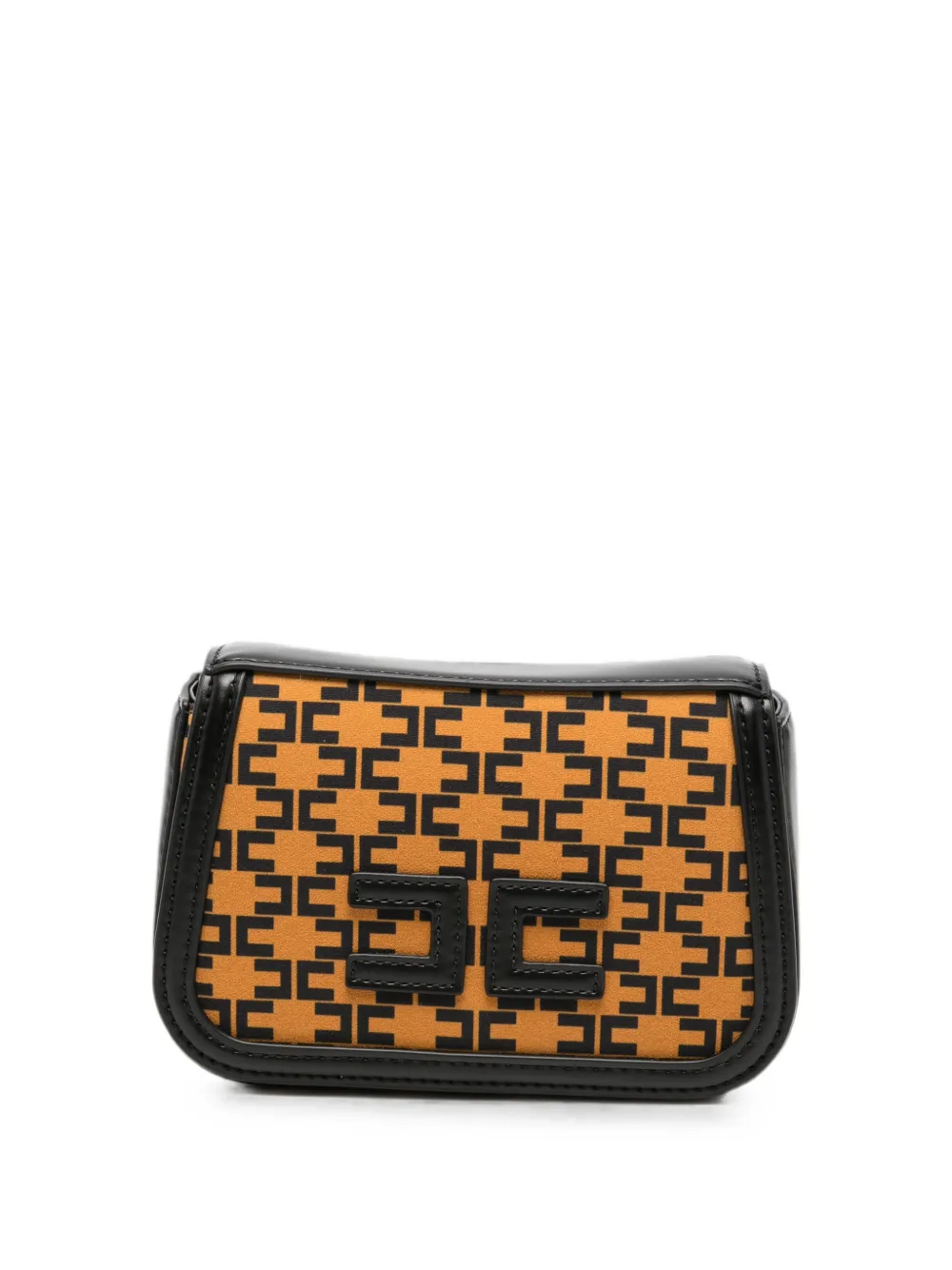 Elisabetta Franchi La Mia Bambina monogram-print logo-patch shoulder bag - Nero