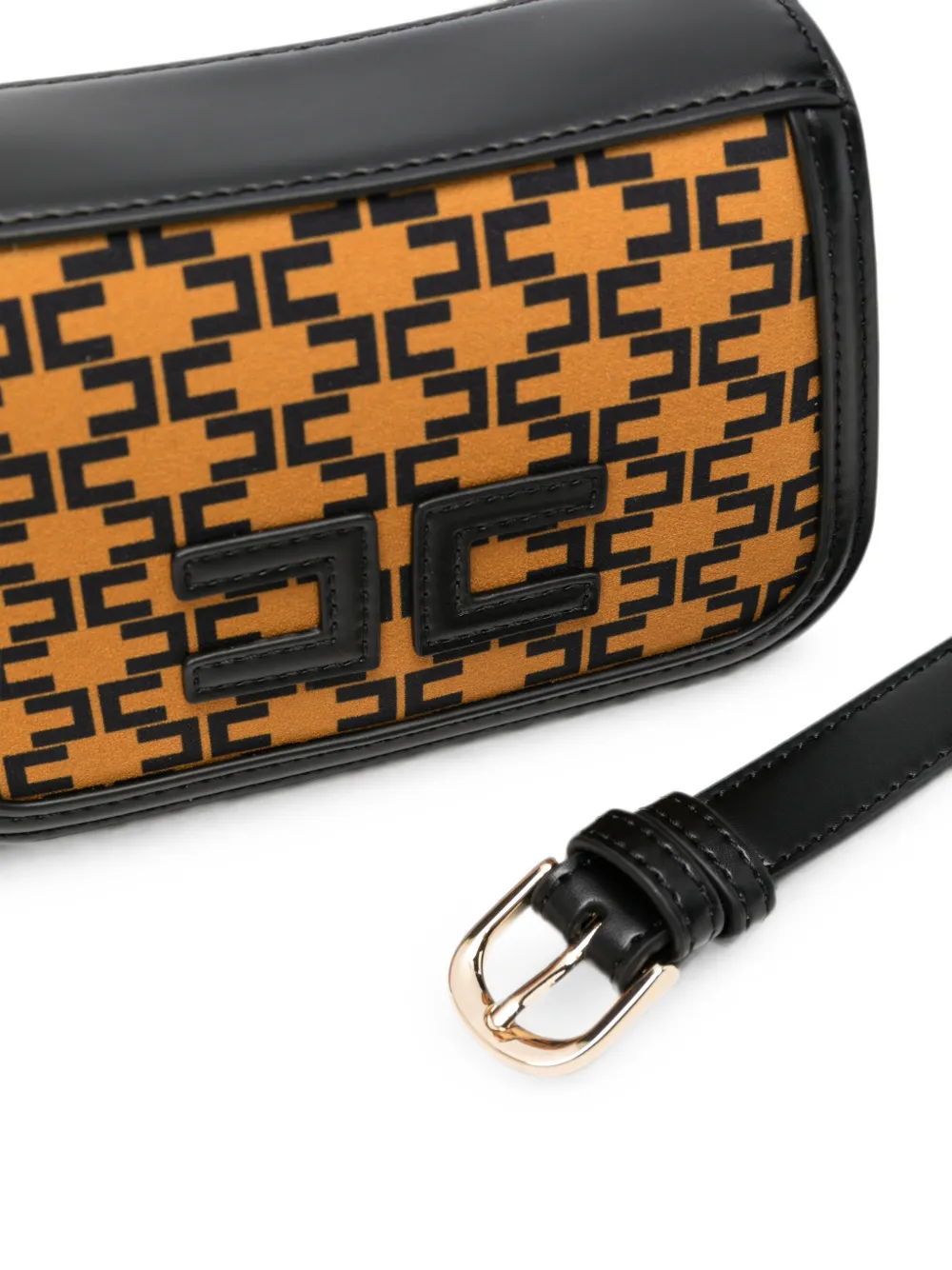 Elisabetta Franchi La Mia Bambina monogram-print logo-patch shoulder bag Zwart
