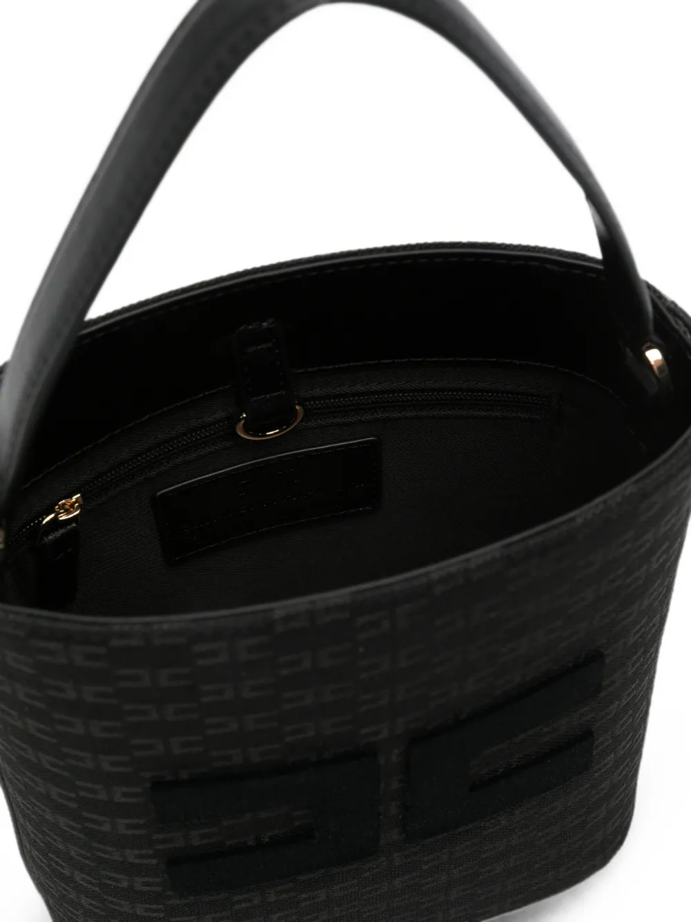 Elisabetta Franchi La Mia Bambina Schoudertas met monogram-patroon en logo-patch Zwart