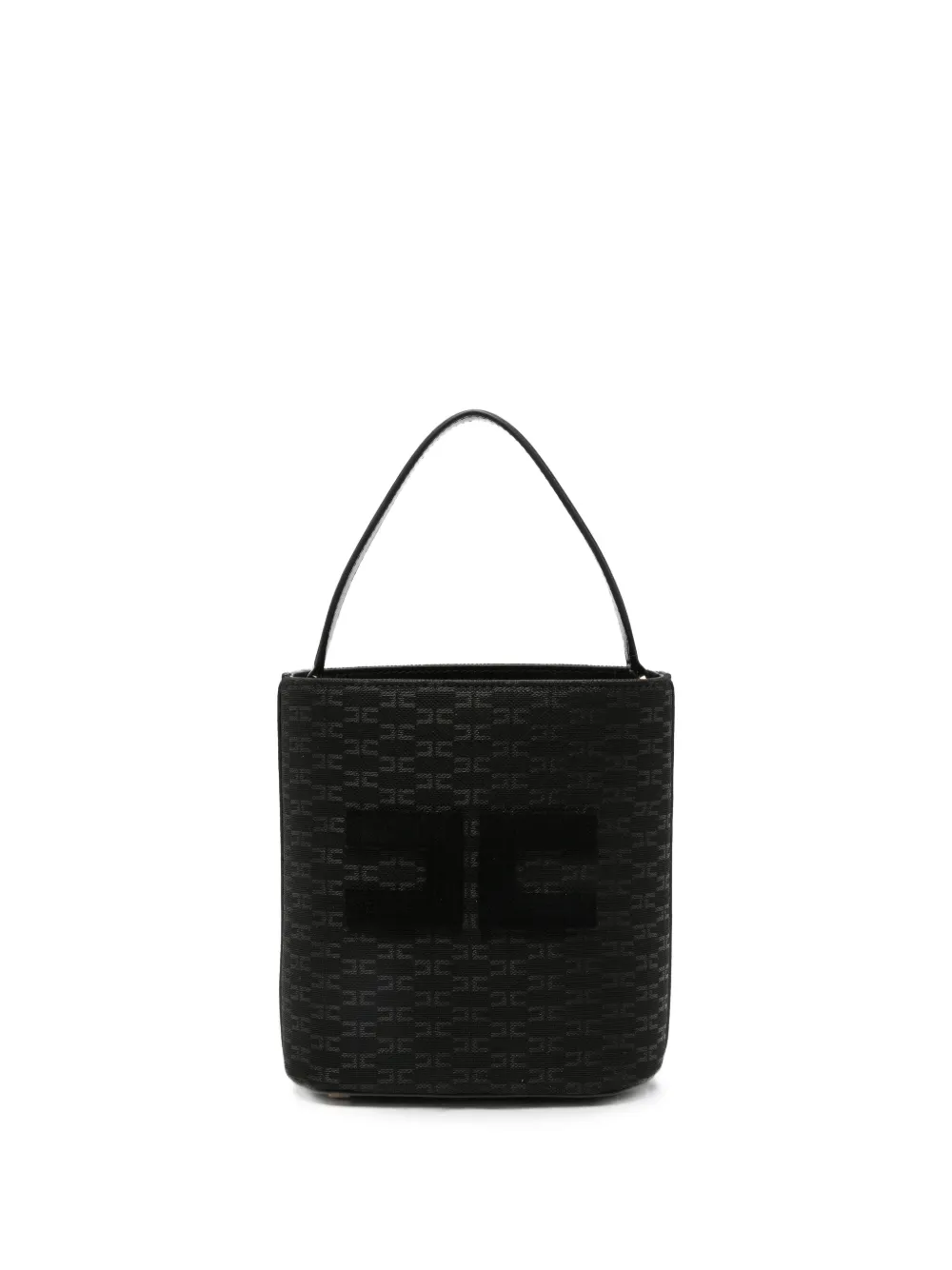 Elisabetta Franchi La Mia Bambina Schoudertas met monogram-patroon en logo-patch Zwart
