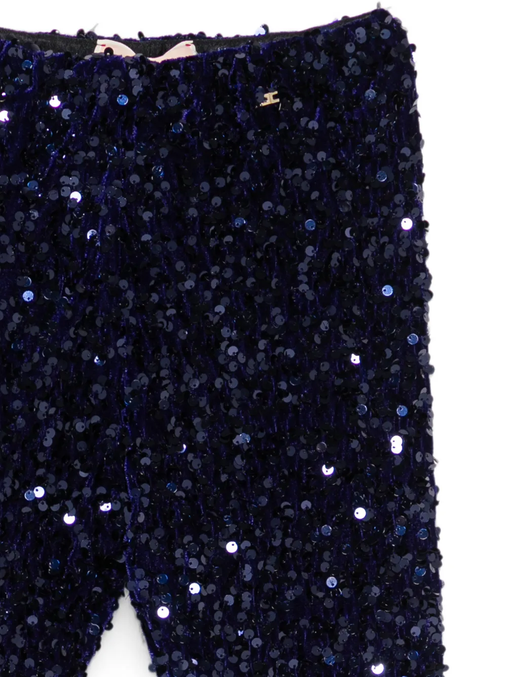 Elisabetta Franchi La Mia Bambina Fluwelen broek verfraaid met pailletten Blauw