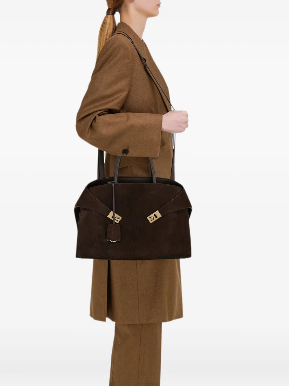 Ferragamo Hug handtas (L) Bruin