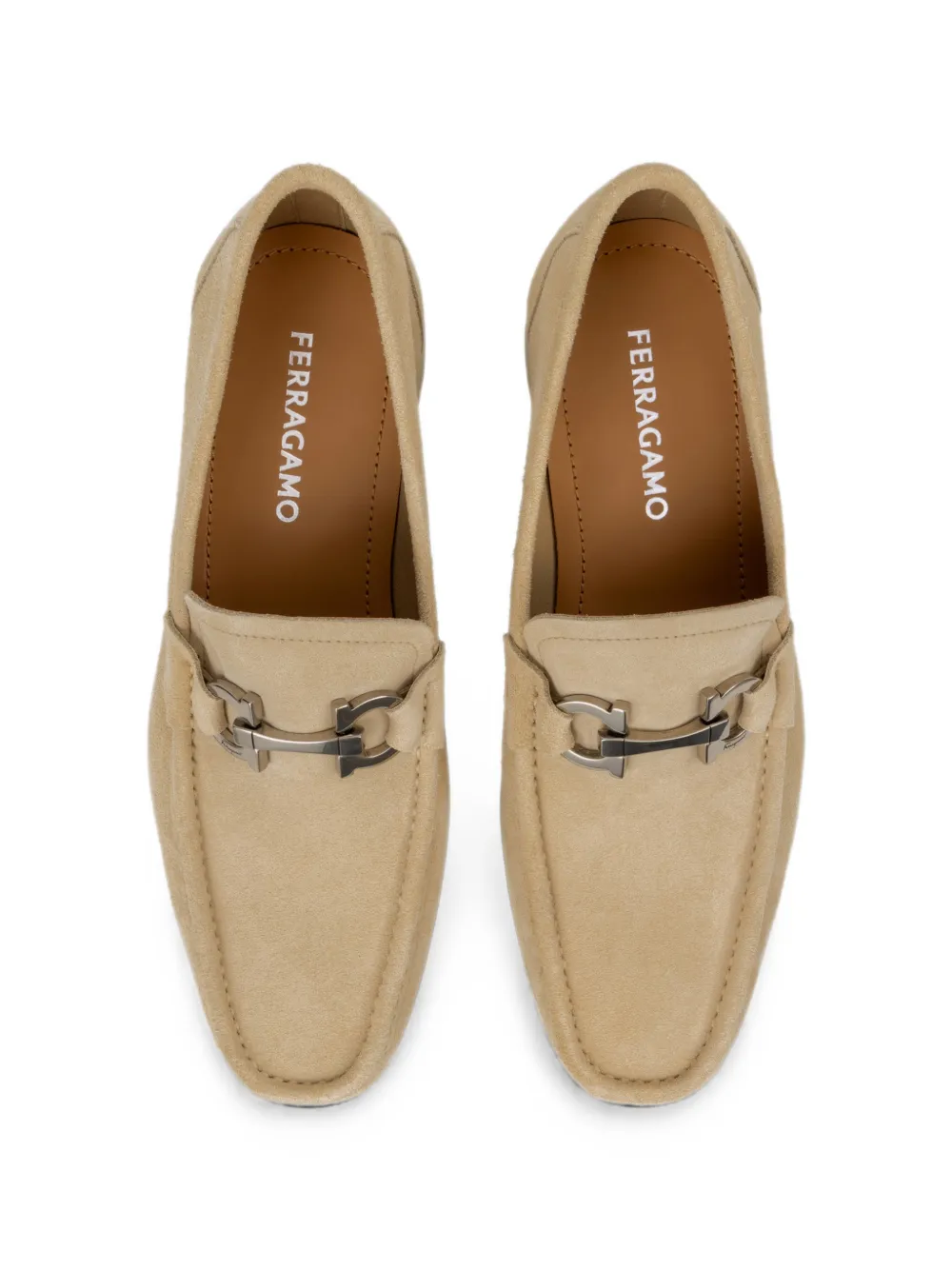 Ferragamo Gancini ornament loafers Beige