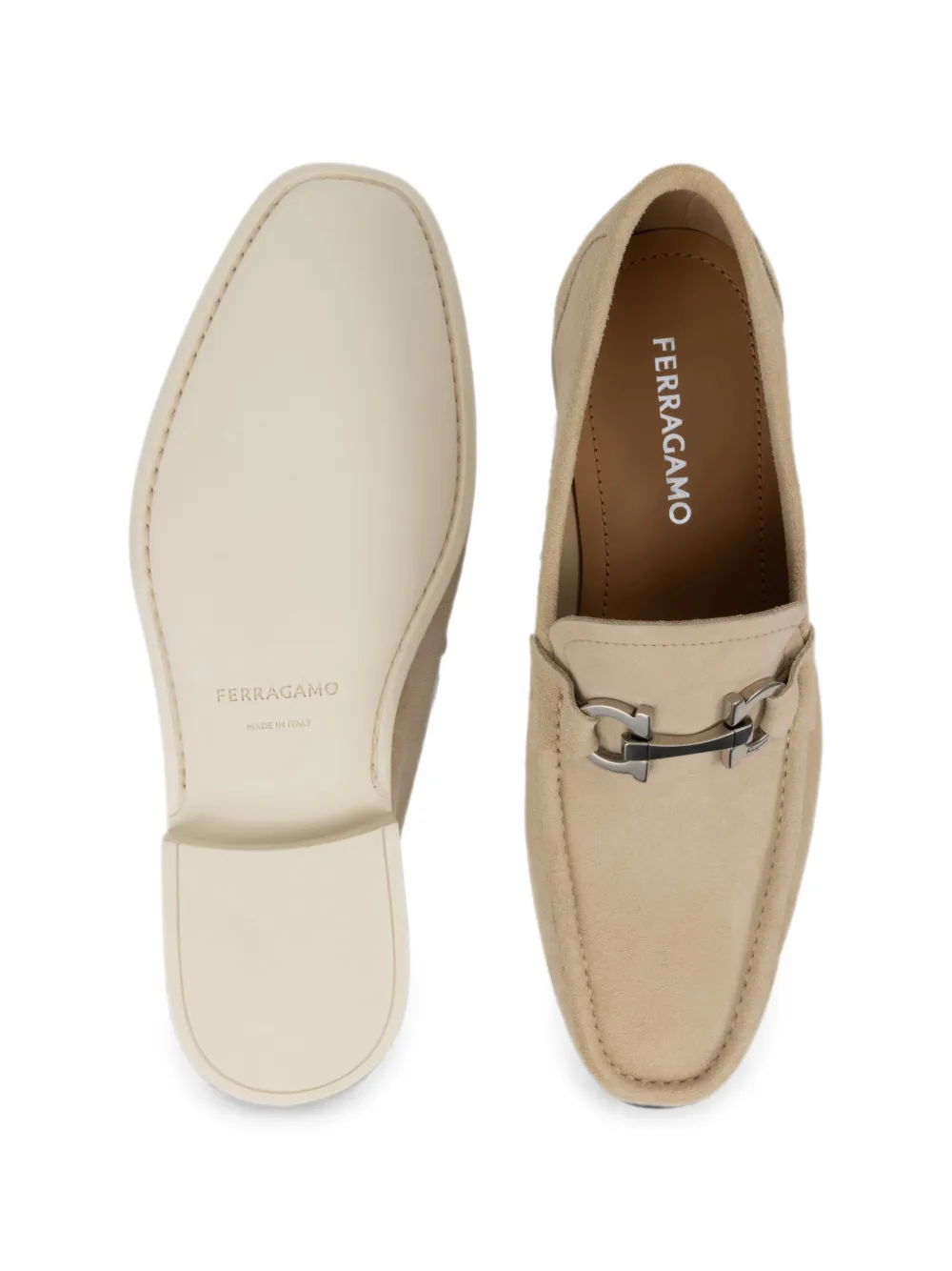 Ferragamo Gancini ornament loafers Beige
