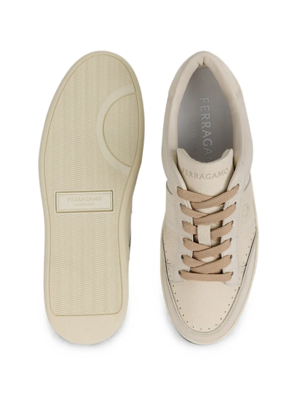 Ferragamo low-top sneakers with signature Beige