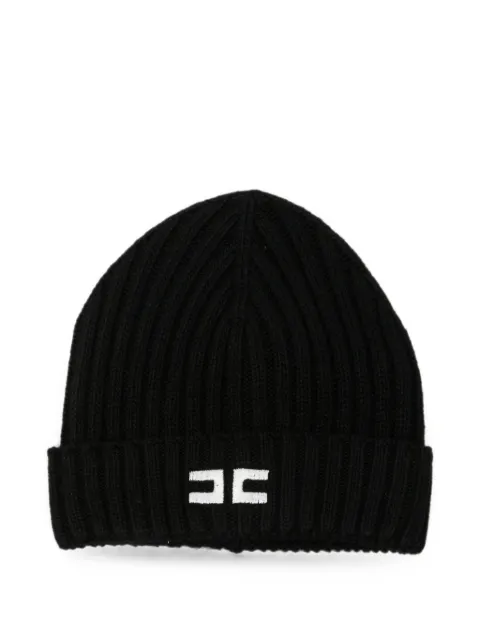 Elisabetta Franchi La Mia Bambina ribbed-knit logo-embroidered beanie hat