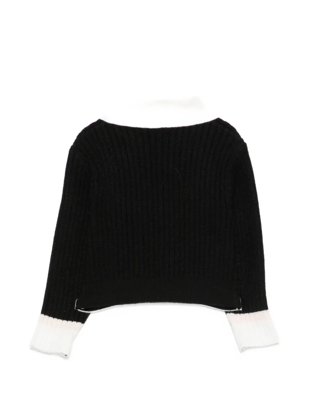 Elisabetta Franchi La Mia Bambina Ribgebreide trui met logo-patch Zwart
