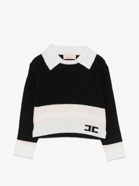 Elisabetta Franchi La Mia Bambina ribbed-knit logo-patch sweater