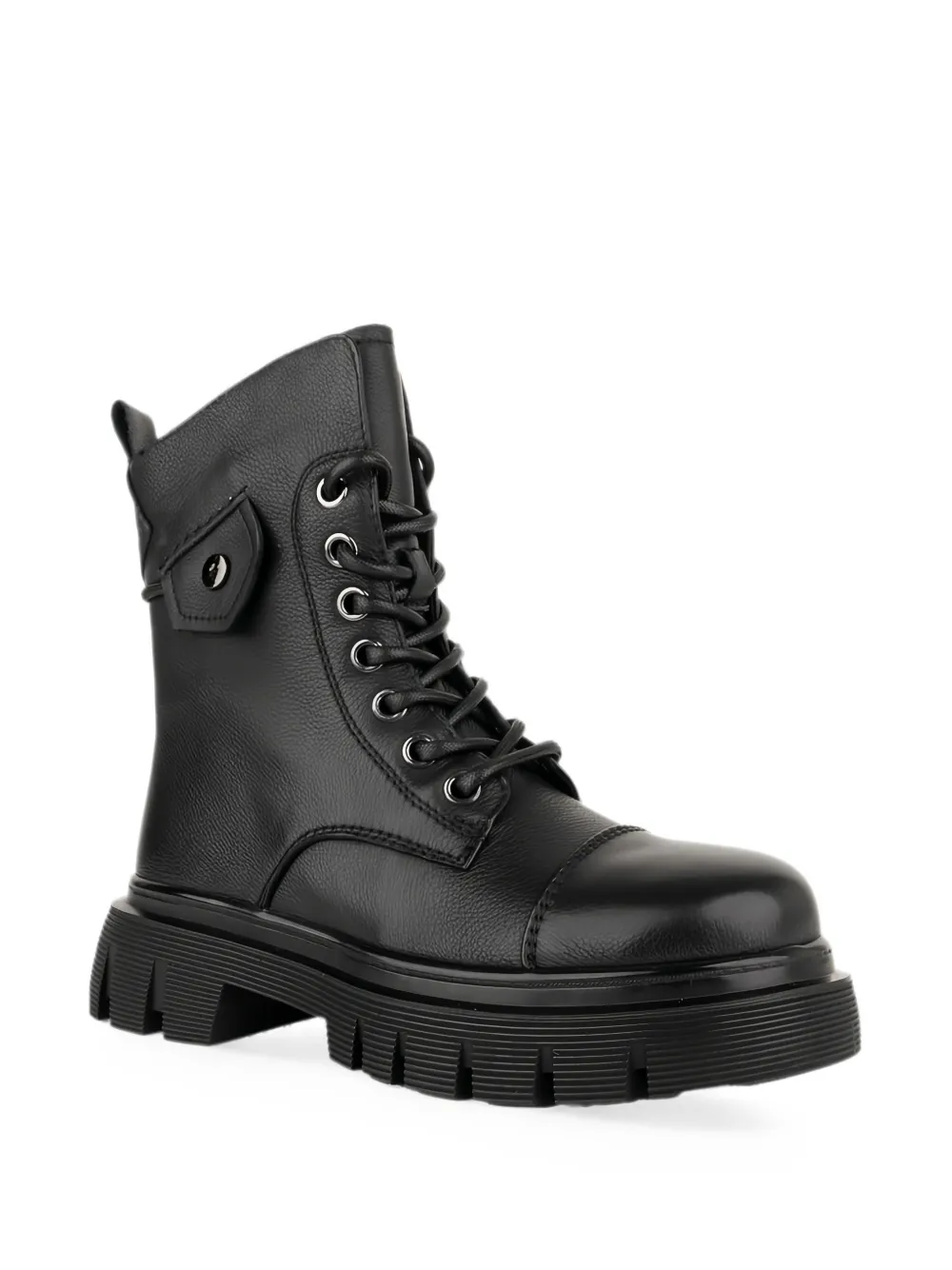 LINDA BAUMANN lace-up lug-sole ankle boots Zwart