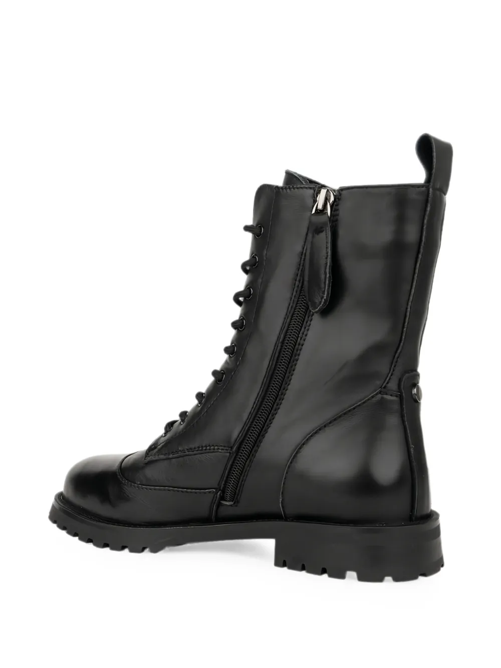 LINDA BAUMANN lace-up leather combat boots Zwart