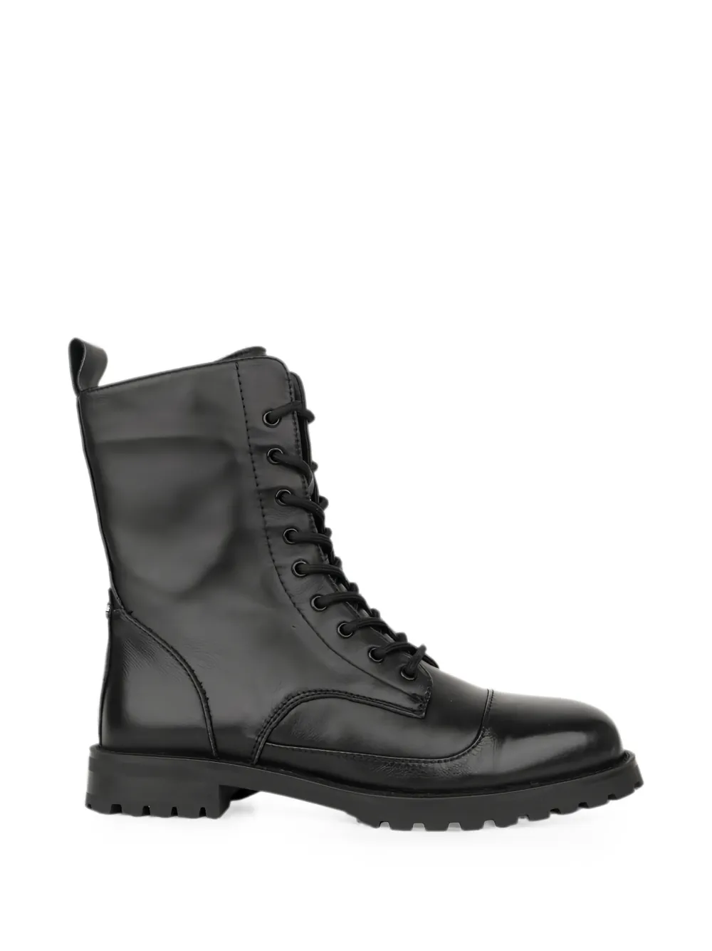 LINDA BAUMANN lace-up leather combat boots Zwart