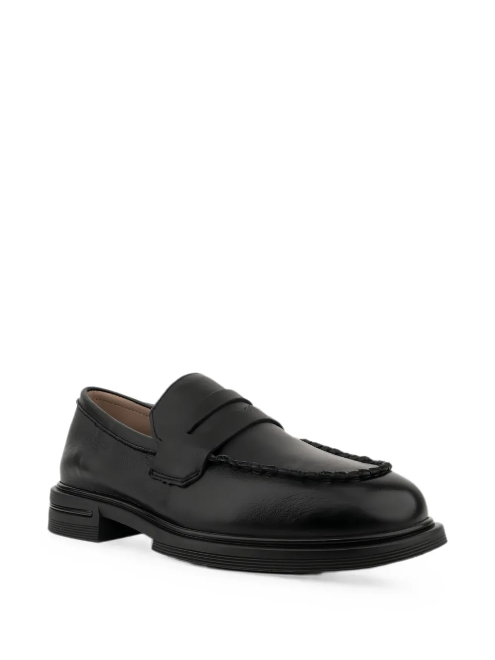 LINDA BAUMANN penny-slot leather loafers Zwart