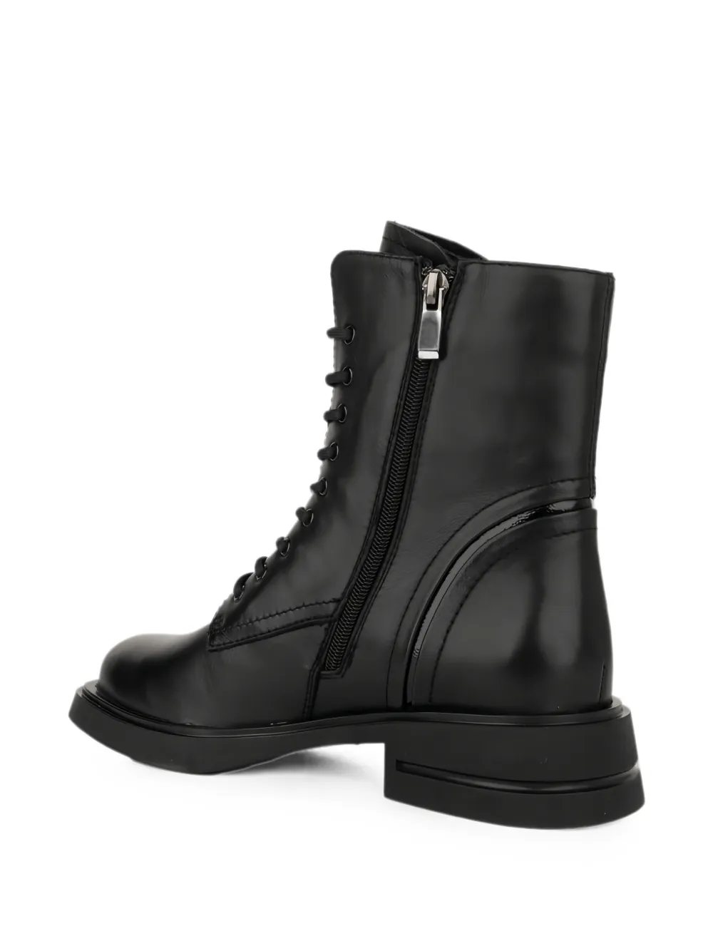 LINDA BAUMANN lace-up leather ankle boots Zwart