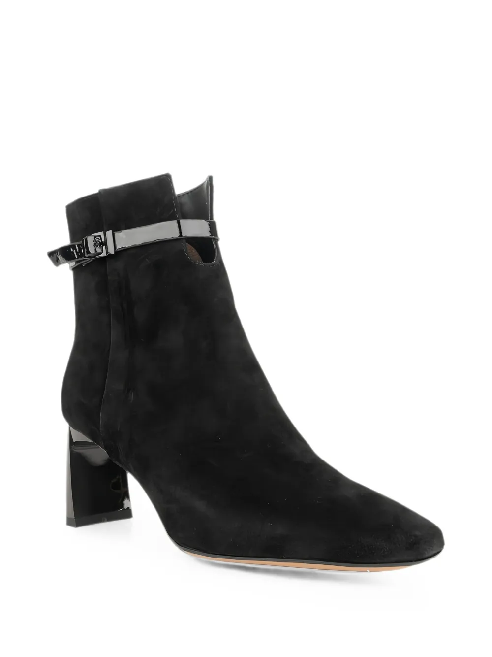 LINDA BAUMANN buckle-strap square-toe ankle boots Zwart