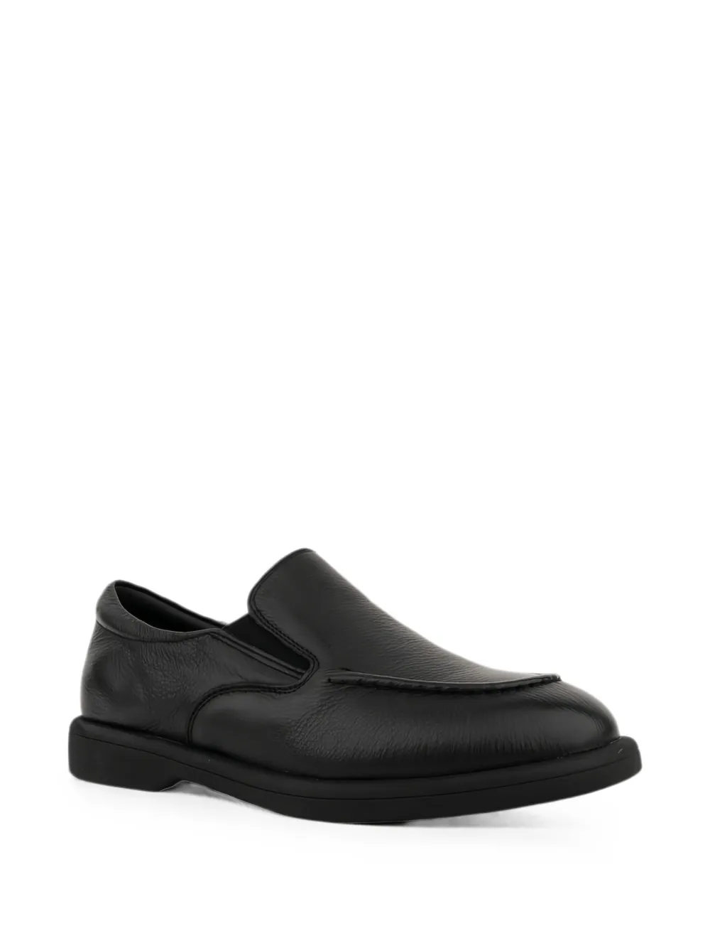 LINDA BAUMANN grainy leather loafers Zwart