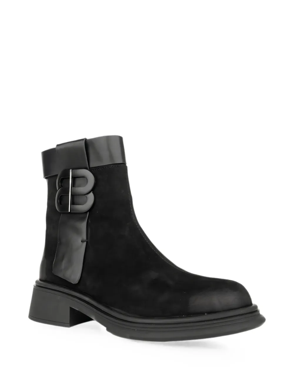 LINDA BAUMANN buckle-detail panelled ankle boots Zwart