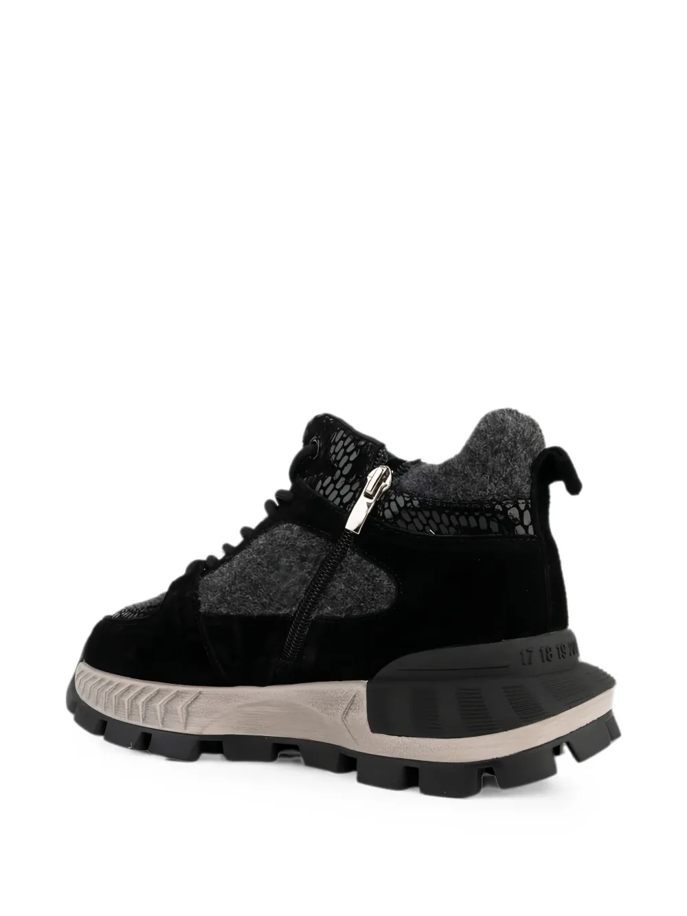 LINDA BAUMANN snakeskin-effect panelled sneakers Zwart