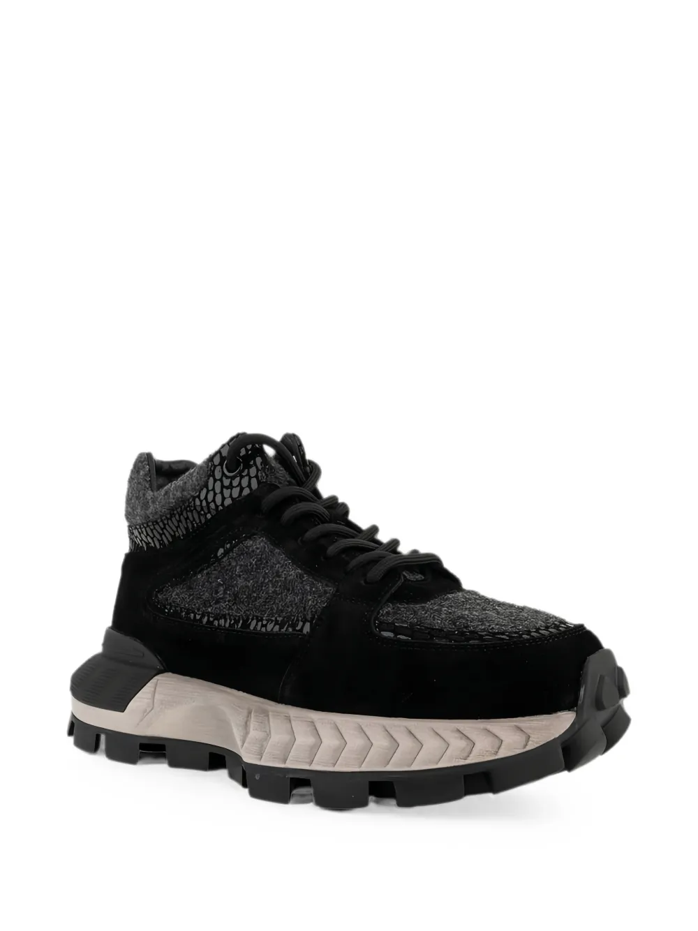 LINDA BAUMANN snakeskin-effect panelled sneakers Zwart