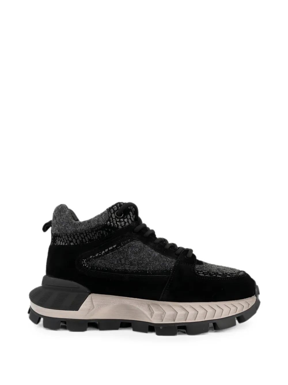 LINDA BAUMANN snakeskin-effect panelled sneakers Zwart