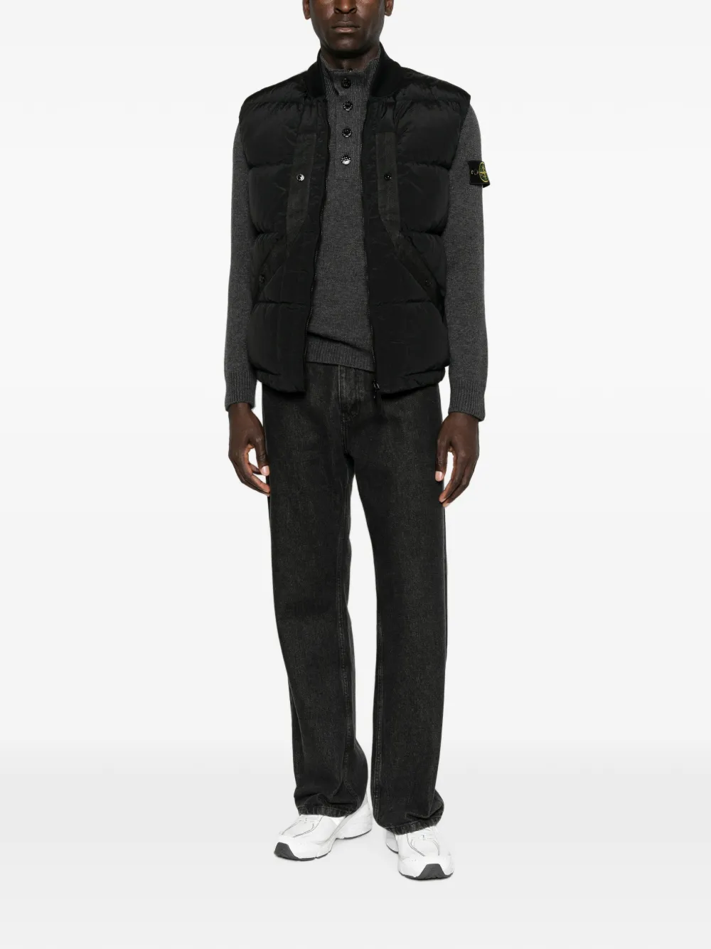 Stone Island G100008 nylon metalen bodywarmer van ECONYL Zwart
