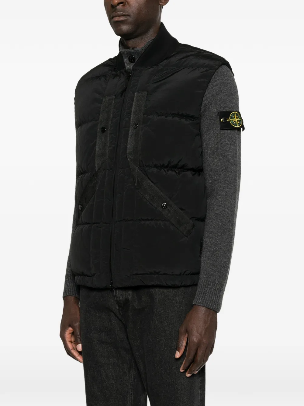 Stone Island G100008 nylon metalen bodywarmer van ECONYL Zwart